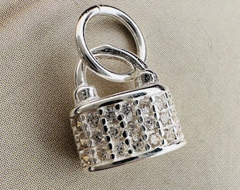 Sterling Silver Lock Charm, 8x7mm