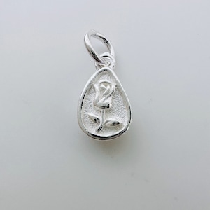 Solid Sterling Silver Tulip Charm , 9x6mm, 1 or 5 Pcs