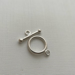 Solid Sterling Silver Circle Toggle Clasp / Clasp Finding / Ring 11mm / Bar 15mm