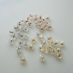 20pcs sterling silver earring stoppers earring backs nuts /  4mm
