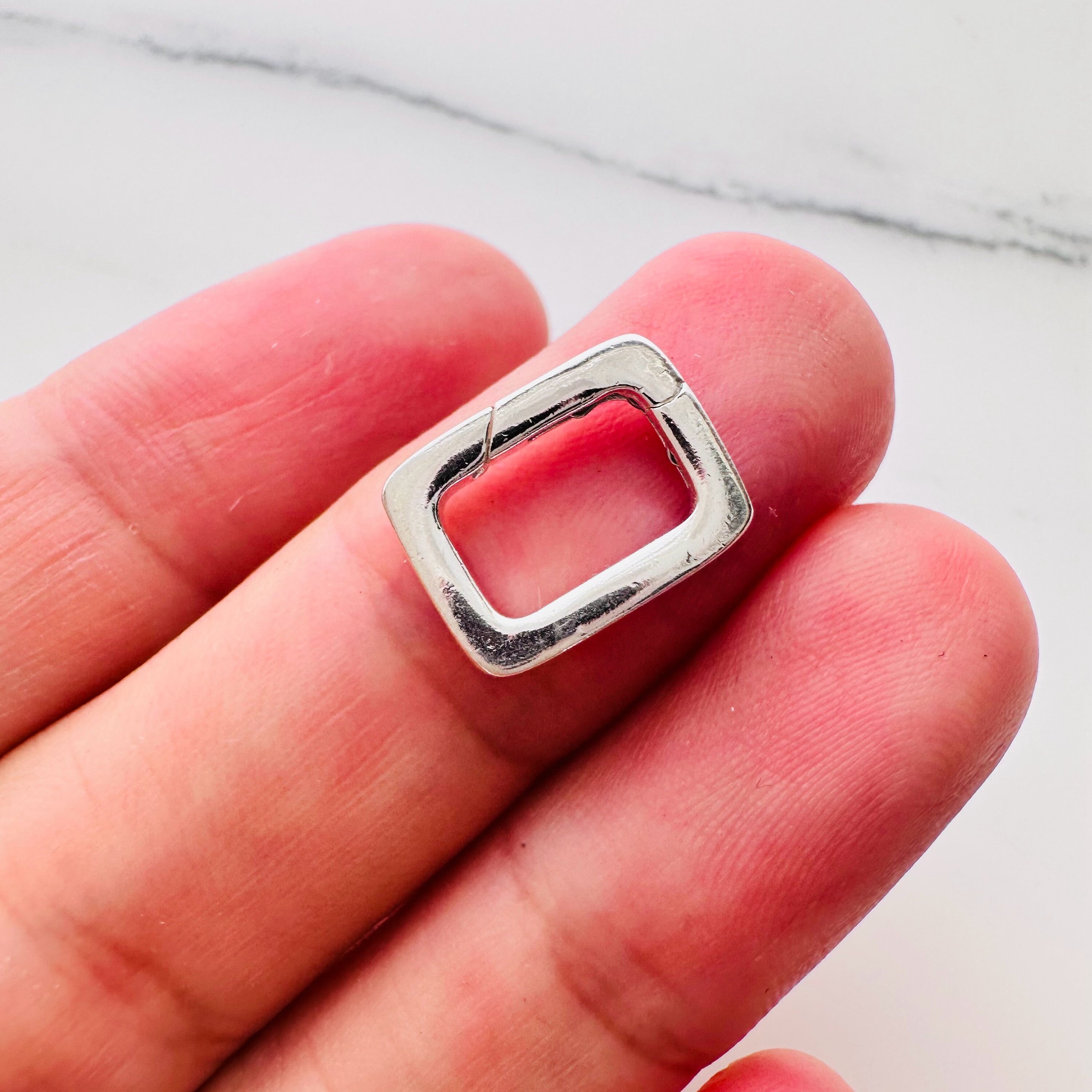 Solid Sterling Silver Push in Spring Clasp / 12x9mm / Inner 9x6mm - Etsy