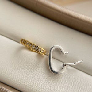 1 of Solid Sterling Silver Cubic Hinged Bail , Enhancers , Necklace Shortener Locked Clasp Connector / Outer 14x7mm / Inner 10x5mm