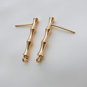 bar earrings settings - sterling silver pin - 23x2mm / 1 pair