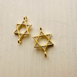 2 Pcs, Solid Sterling Silver Gold Star Links / 14x9mm