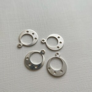 4Pcs Solid Sterling Silver Circle Links / 13x10mm