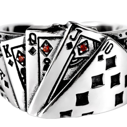Playing Card Ring Poker Ring Gothic Silver Playing Card - Etsy