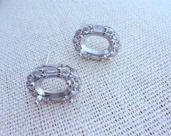 8x6mm settings, earrings findings, 1 pair