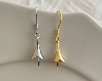 Engaste de pendientes de plata de ley, 29 x 7 mm, tapa de 7 mm, 1 par