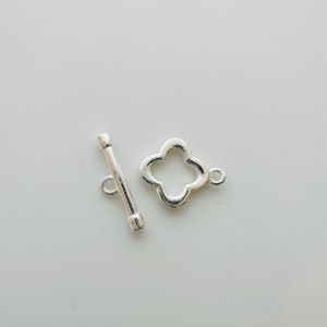 1 set,  solid sterling silver floral toggle clasp (ring 10mm , bar 14mm )
