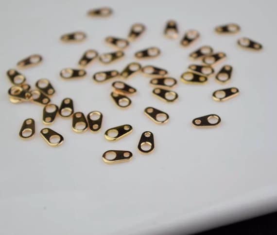 100 Gold Plated Brass 12x5mm Half Round Link Connectors with Loops
