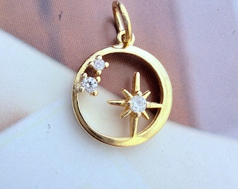 12mm, Sterling Silver Gold Charm , 1 piece