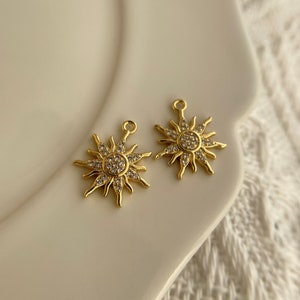 2 of 9k gold filled sun charms (16x14mm)