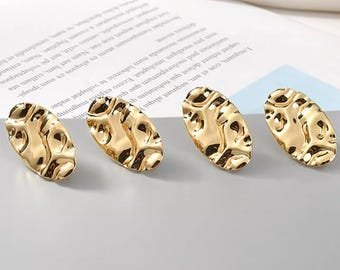 10 pieces, studs earrings findings , 30x16mm,  gold plated