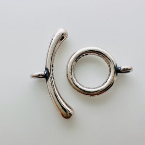 Solid Sterling Silver Circle Toggle Clasp / Clasp Finding / Ring 9mm / Bar 17mm