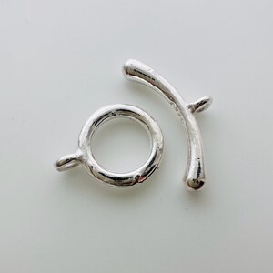 Solid Sterling Silver Circle Toggle Clasp / Clasp Finding / Ring 9mm / Bar 17mm