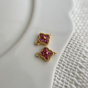 2pc cubic zirconia flower charms  (12*8mm)