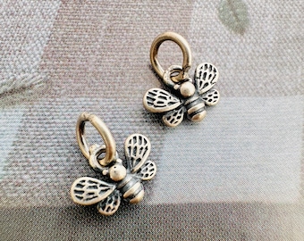 2 Stück, massive Sterling Silber Charms, 5 x 9 mm