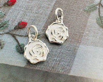 2 Stück, massive Sterling Silber Charms, 9 mm