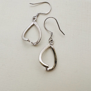 Solid Sterling Silver Earwires with Pinch Bail , Earrings Findings / 33x12mm / inner 10x5mm
