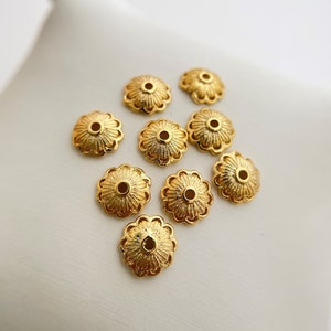 10 pieces gold filled  bead cap 8mm