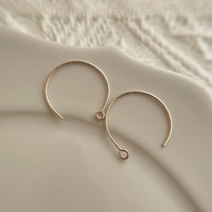 1 pair solid sterling silver Circle hook earrings earwires /  minimalist earring making supplies findings /  20mm