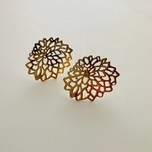 gold plated earring settings - sterling silver pin - 16x19mm  /  1 pair