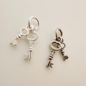Ciondolo chiave in argento sterling, 13 x 5 mm, 3 set