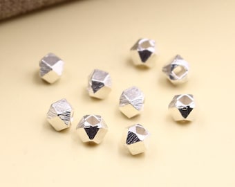 10 Facettierte Massiv Sterling Silber Perlen / 2 mm / 3 mm / 4 mm / 5 mm