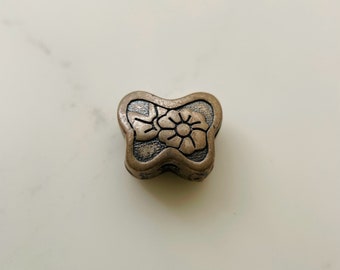Solid Sterling Silver Floral Bead / 10x13mm / Hole 1mm