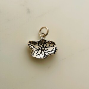 1 Pcs, Solid Sterling Silver Lotus Leaf Charm / 10x16mm