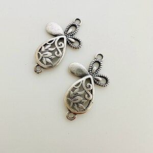 2 Pcs, Solid Sterling Silver Flower Links / 20x11mm