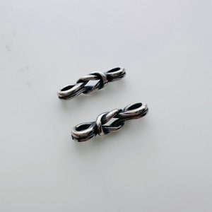 2Pcs , Sterling Silver Knot Links, 14x3mm