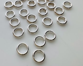 Anillos de salto cerrados de plata de ley de 6 mm: suministros de joyería para soldar (10 o 20 piezas), grosor 0,6 mm