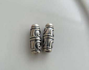 2 of 925 Sterling Silver Barrel Beads / 14x5mm / hole 2mm