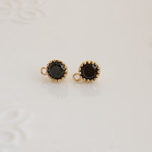 2pcs gold filled black cubic cz charm  (6x6mm)