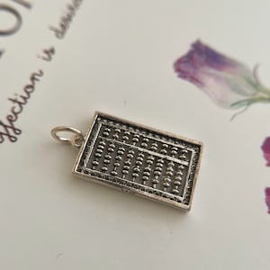 Solid Sterling Silver Abacus Charm / beads couldn&#39;t move / 18x11mm