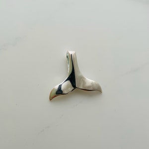 Solid Sterling Silver Whale tail Charm / 16x19mm , 1 piece
