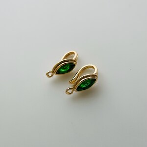 2 Pcs , Cubic Zirconia Hook Clasps (13x5mm)