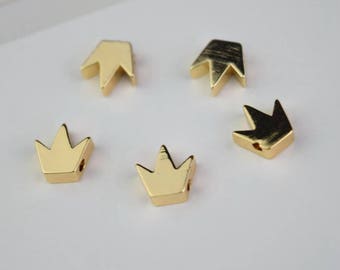 5 of gold plated crown spacer beads bead spacers 5x5mm