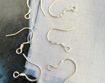 Sterling Silver Earwires Findings, 14mm, 6 pieces(3 pairs)