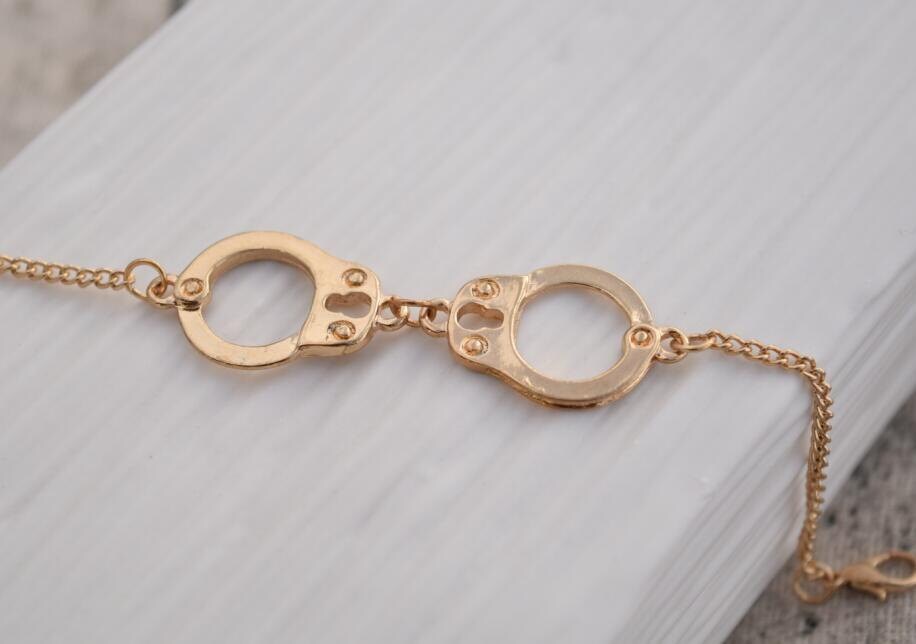 Gold handcuff charm bracelet partners in crime bff bracelet Etsy