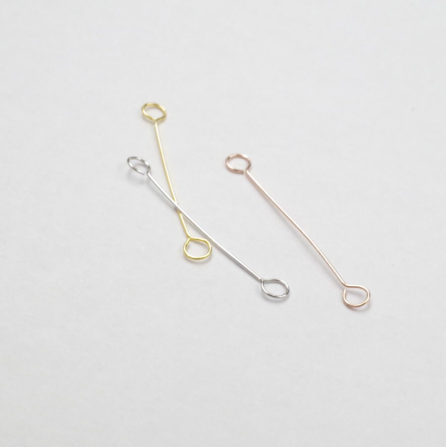 Qty 10 of solid 925 sterling silver eye pin / 20mm / 30mm