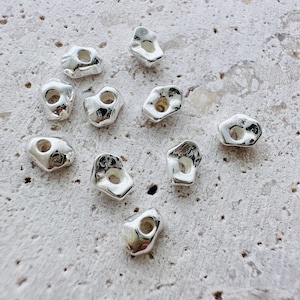10 ou 20 perles pépites en argent massif / 4x3mm / trou 1mm