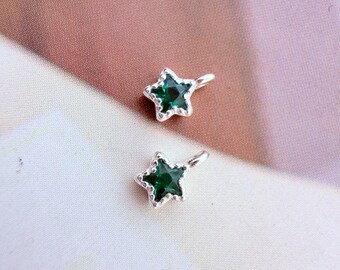 TINY, 3mm, Sterling Silver Star Charm , 2 pieces