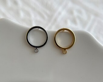 10 pieces, circle post earring with loop / earrings findings / 12x10mm