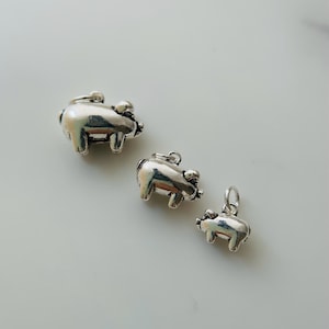 1 Pcs Solid Sterling Silver Pig Charm / 5mm / 7mm / 10mm