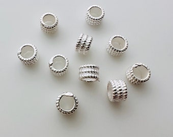 10 pcs, Solid Sterling Silver Tube Beads , 5mm, tall 3mm, hole 3mm