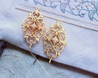 2 Pcs , Gold Filled Connectors (24x12mm)