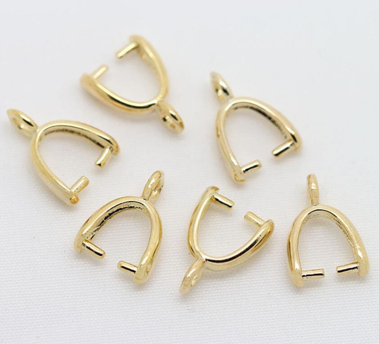 10 of gold bails pinch bail bead pendant beads charm bail Etsy