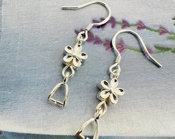 Sterling Silver Earwires, 30mm, pinch 4mm, 1 pair